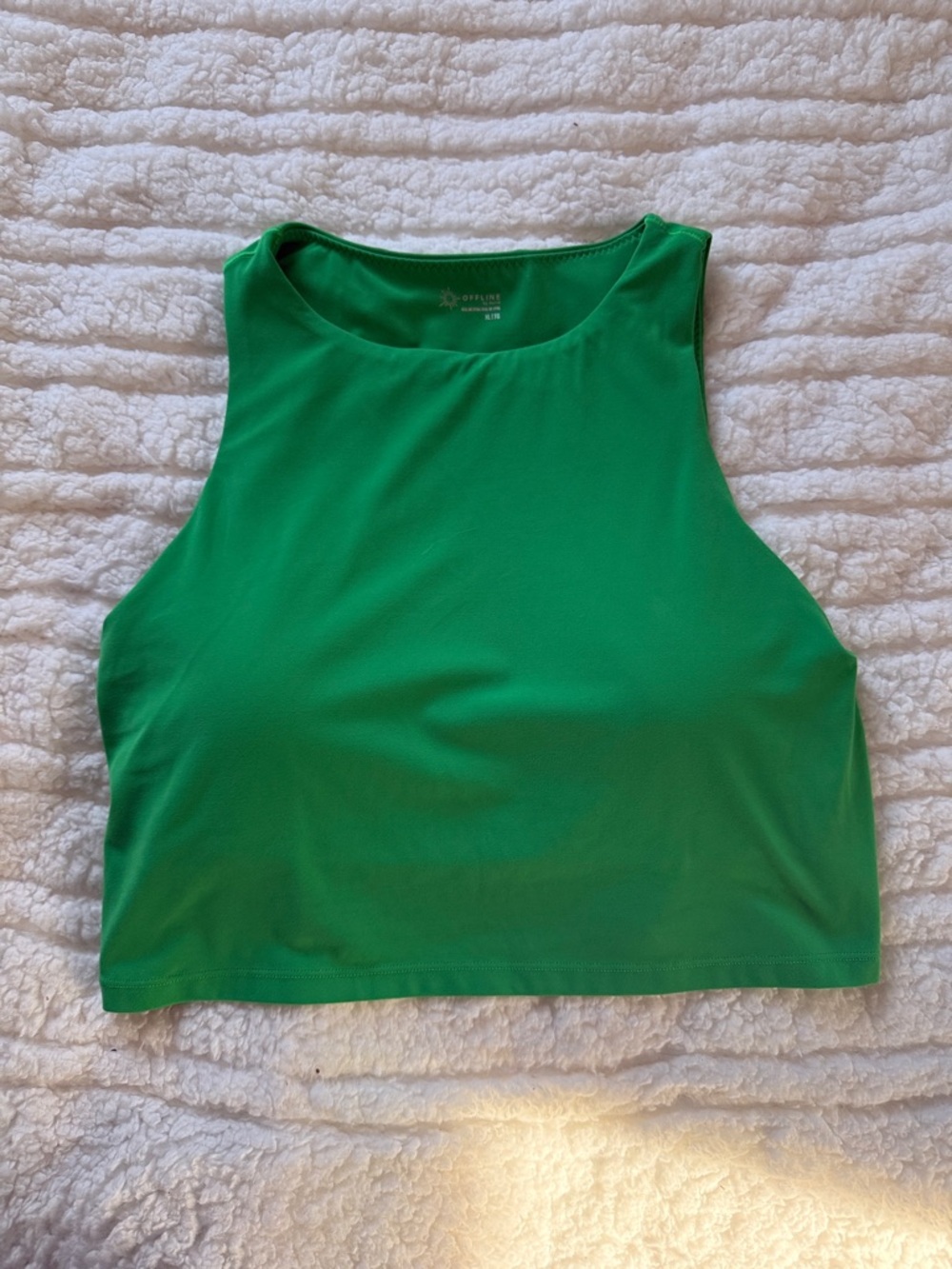 aerie Bright Green High Neck Crop Tank
